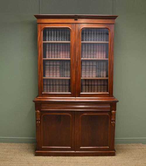 Superb Quality Victorian Mahogany Antique Glazed Bookcase