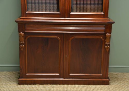 fig 1. Superb Quality Victorian Mahogany Antique Glazed Bookcase