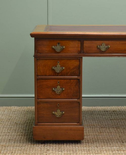 fig 1. Quality Victorian Walnut Antique Twin Pedestal Desk