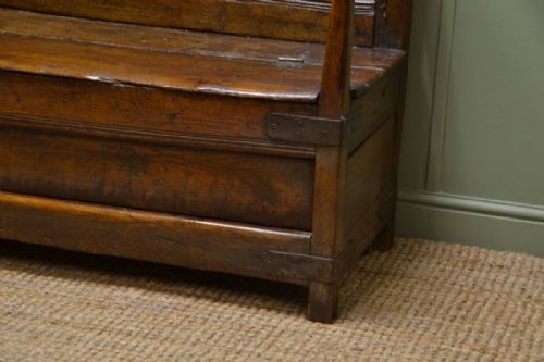 fig 2. Early 18th Century High Back Antique Oak Settle