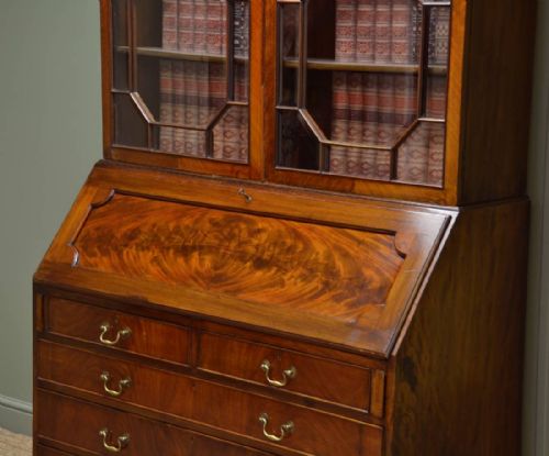 fig 2. Fine Quality Large Antique Edwardian Mahogany Bureau Bookcase