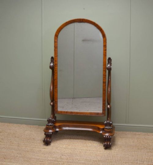 Superb Quality Victorian Mahogany Antique Cheval Mirror