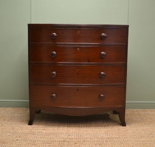Fine Regency Mahogany Bow Fronted Antique Chest of Drawers