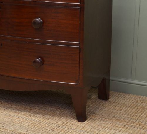 fig 1. Fine Regency Mahogany Bow Fronted Antique Chest of Drawers