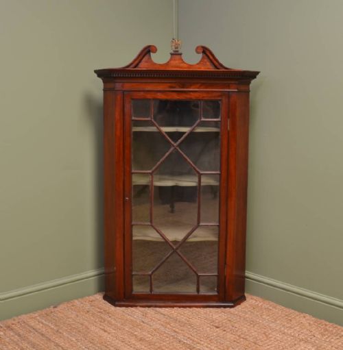 Regency Mahogany Antique Glazed Corner Cupboard