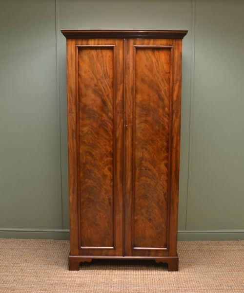 Unusual Antique Victorian Mahogany Wardrobe Having Small Proportions