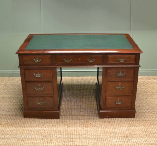 Arts & Crafts Solid Walnut Antique Pedestal Desk
