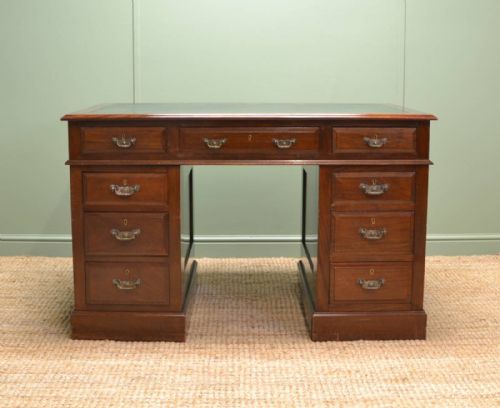 fig 1. Arts & Crafts Solid Walnut Antique Pedestal Desk