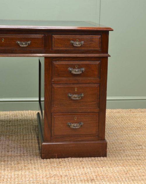fig 2. Arts & Crafts Solid Walnut Antique Pedestal Desk