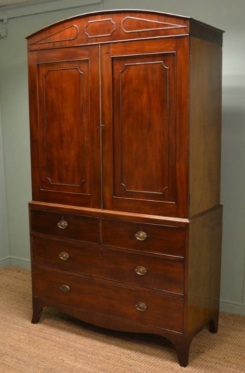 Fine Regency Mahogany Antique Linen Press.