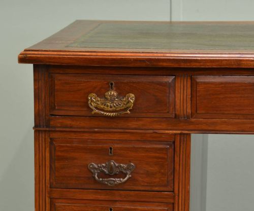 fig 2. Small Victorian Walnut Antique Pedestal Desk.