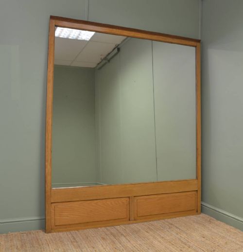 Large Victorian Oak Antique Shop Mirror