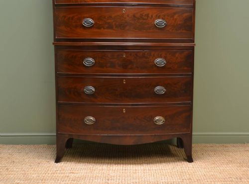 fig 1. Super Quality, Regency, Bow Fronted, Mahogany, Antique Chest on Chest