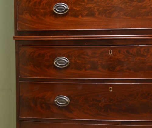 fig 2. Super Quality, Regency, Bow Fronted, Mahogany, Antique Chest on Chest