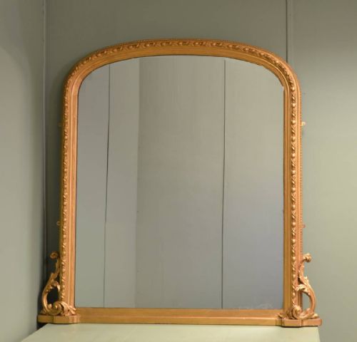 Large Decorative Victorian Antique Overmantle Mirror