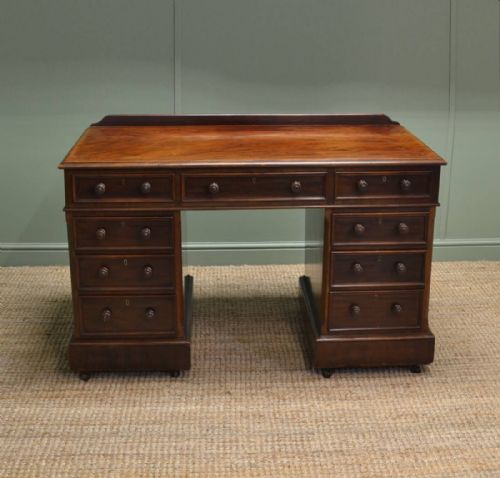 fig 1. Victorian Mahogany Twin Pedestal Antique Desk 