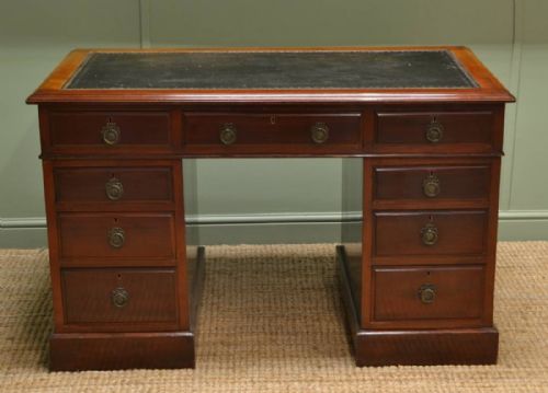 Edwardian Mahogany Twin Pedestal Antique Desk