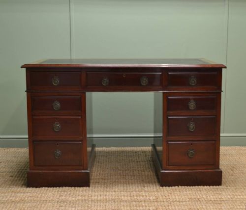 fig 1. Edwardian Mahogany Twin Pedestal Antique Desk 