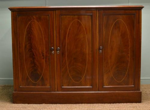 Quality Large Victorian Antique Mahogany Inlaid Press Cupboard.