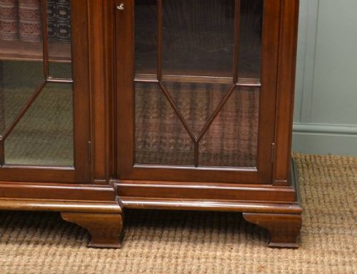 fig 1. Quality Edwardian Walnut Break Fronted Antique Bookcase.