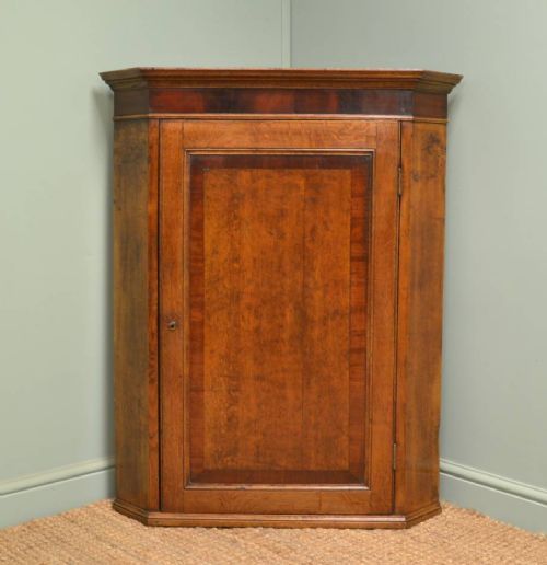 Quality Oak Antique Corner Cupboard with Mahogany Cross Banding.