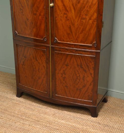 fig 1. Edwardian Bow Fronted antique Mahogany Double Wardrobe.