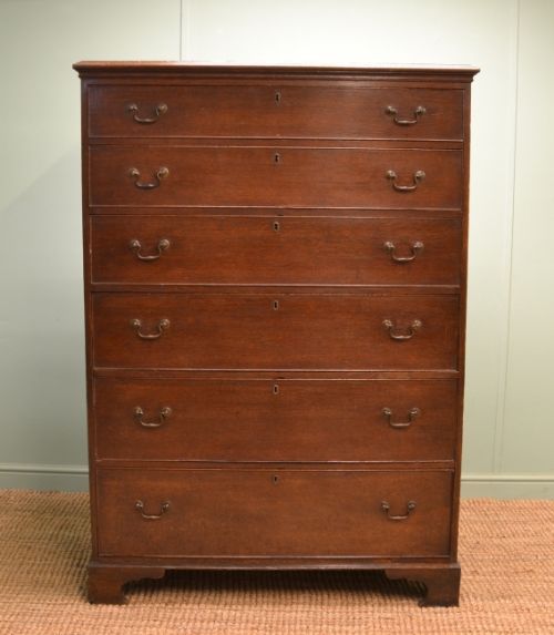 Unusual Tall Antique Georgian Oak Chest of Drawers / Tallboy.