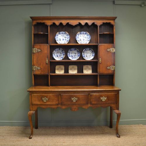 Antique, Georgian Design, Oak Dresser with Rack
