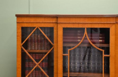 fig 2. Unusual Satinwood Break Fronted Antique Bookcase