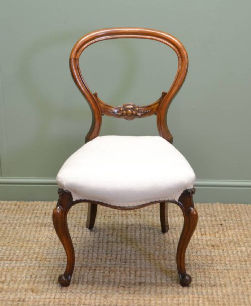 fig 1. Fine Quality, Set of Six, Balloon Back Antique Chairs in Walnut