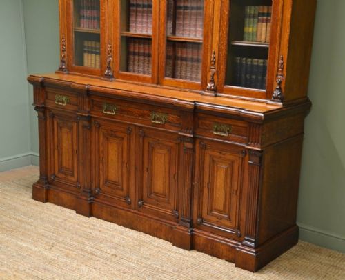 fig 1. Grand Victorian Solid Oak Antique Library Bookcase