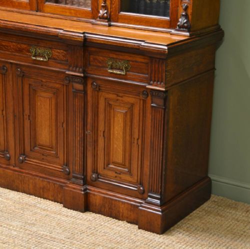 fig 2. Grand Victorian Solid Oak Antique Library Bookcase