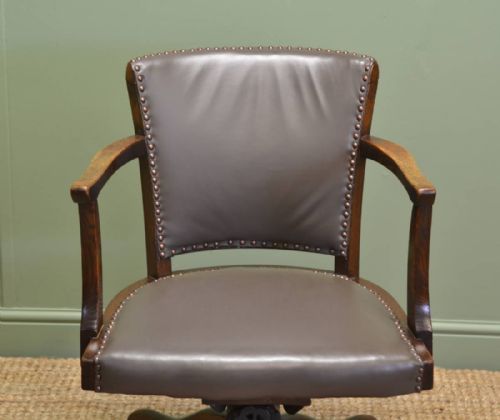 fig 2. Art Deco Antique Solid Oak Swivel Desk Chair