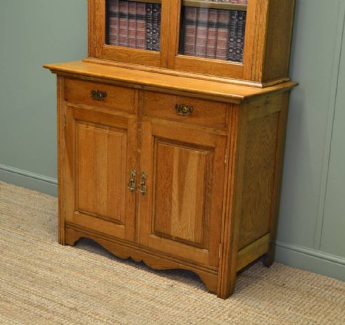 fig 1. Stunning Quality Victorian Golden Oak Antique Bookcase