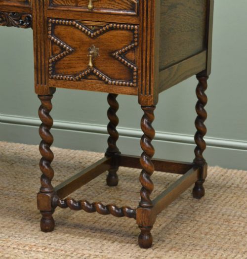 fig 1. Edwardian Barley Twist Oak Antique Desk