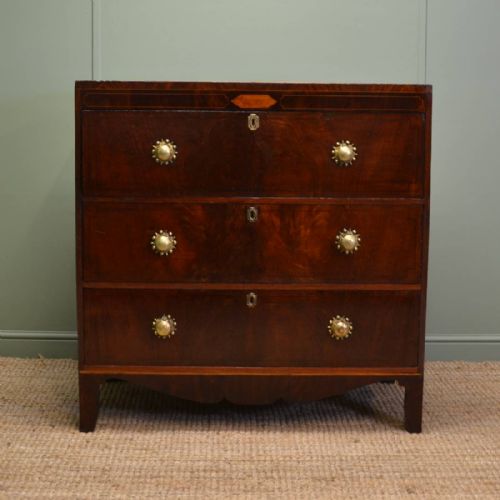 Inlaid Georgian Antique Secretaire Chest of Drawers