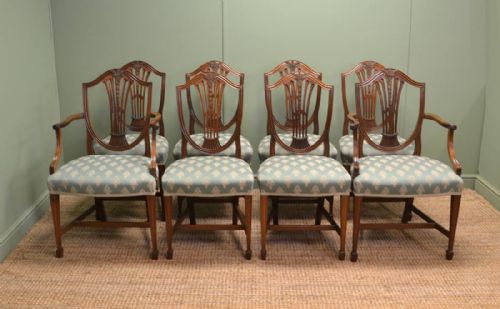Fine Quality, Set of Eight Edwardian Mahogany Antique Dining Chairs