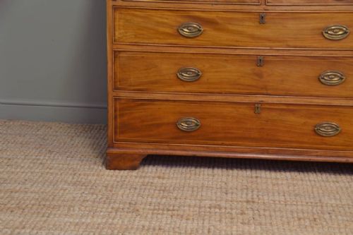 fig 1. Georgian, Mellow Mahogany, Antique Bureau with Birds Eye Maple Interior.