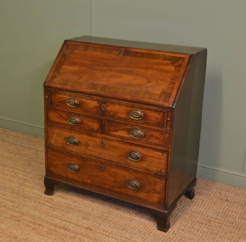 Small George II Antique Mahogany Bureau