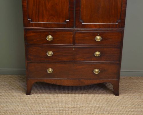 fig 1. Beautifully Figured George III Antique Mahogany Linen Press