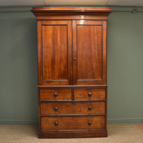 Victorian Mahogany Hanging Linen Press. Ca 1840.
