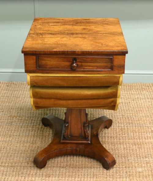 fig 1. Antique William IV Rosewood Workbox.