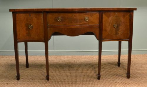 Antique Edwardian Serpentine Front Mahogany Sideboard.