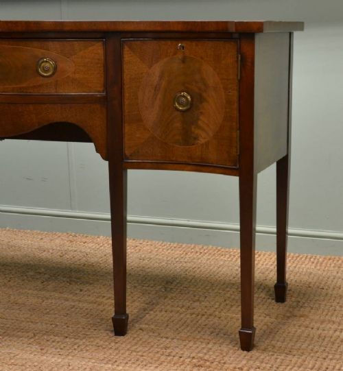fig 1. Antique Edwardian Serpentine Front Mahogany Sideboard.