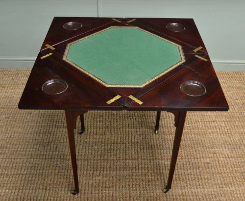 Edwardian Mahogany Inlaid Antique Envelope Card Table
