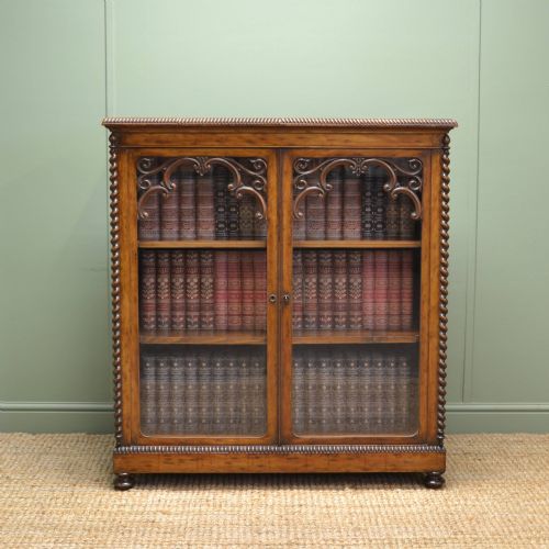 Quality Victorian Maple Ornate Bookcase / Display Cabinet.