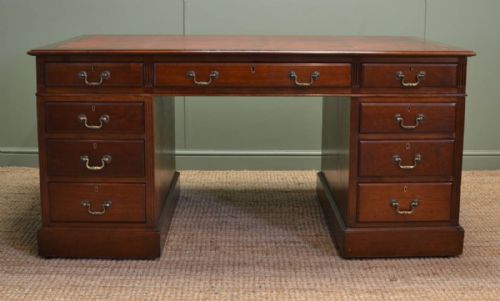 fig 1. Large Edwardian Walnut Pedestal desk 
