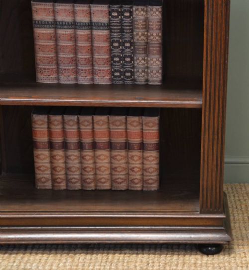 fig 1. Large Victorian Oak Antique Open Bookcase with Lion Head Carvings