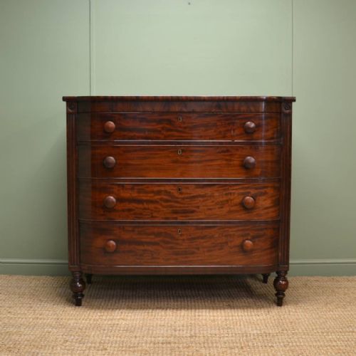 Antique Bow Fronted Mahogany, Victorian Chest of Drawers