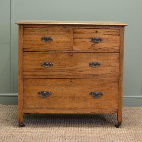 Edwardian Golden Oak Antique Chest of Drawers
